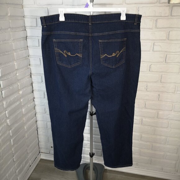 George Plus Ladies Size 22WP Dark Wash Straight Fit Blue Jeans - Picture 2 of 13